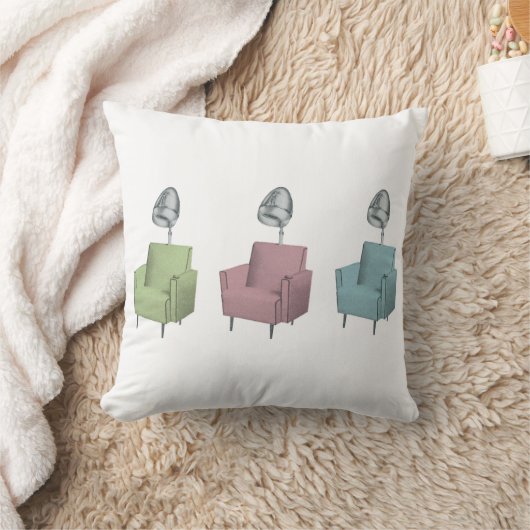 レトロのポップアートのヴィンテージのサロンのドライヤーは枕の議長を務めます クッション (ブランケット)
