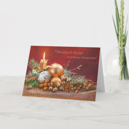 レトロのポーランドのクリスマスおよび年賀状 シーズンカード (正面)