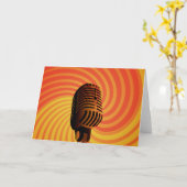 レトロのマイクロフォンのカスタムな挨拶状 カード (黄色い花)