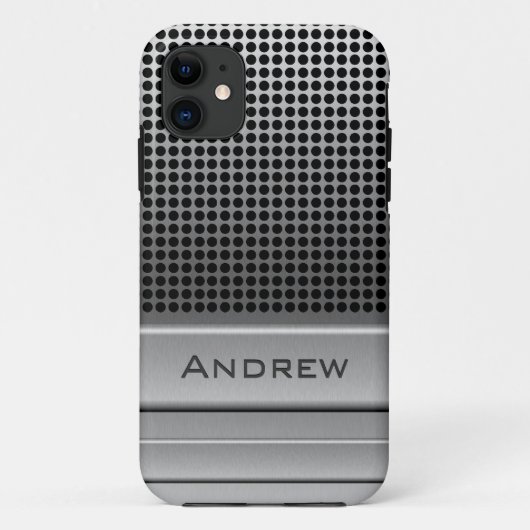 レトロのマイクロフォンの名前のテンプレート Case-Mate iPhoneケース (裏面)