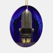 レトロのマイクロフォン及びステージのカーテン セラミックオーナメント (右)