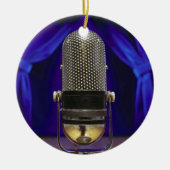 レトロのマイクロフォン及びステージのカーテン セラミックオーナメント (正面)