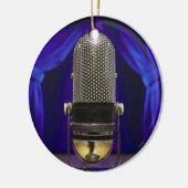レトロのマイクロフォン及びステージのカーテン セラミックオーナメント (左)