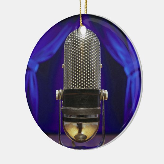 レトロのマイクロフォン及びステージのカーテン セラミックオーナメント (左)