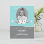 レトロのマイル標石の誕生会の写真の招待状 招待状 (スタンド正面)