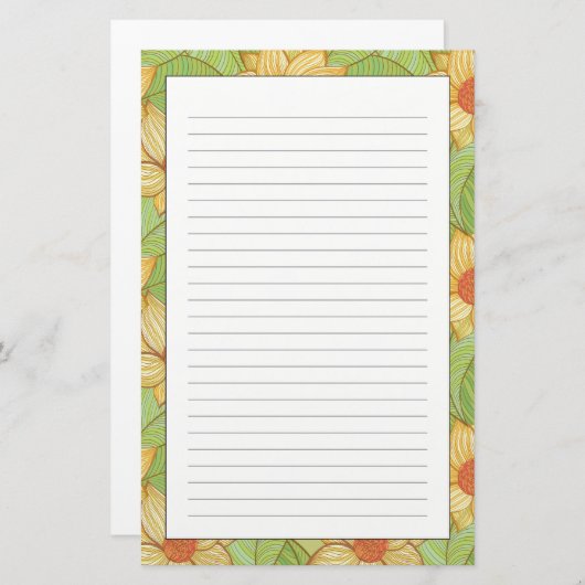 レトロのマグノリアパターン 便箋 (正面/裏面)