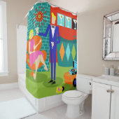 レトロのマルティーニのカップルのシャワー・カーテン シャワーカーテン (インサイチュ)