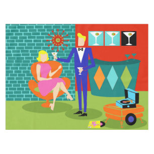 レトロのマルティーニのカップルのテーブルクロス テーブルクロス