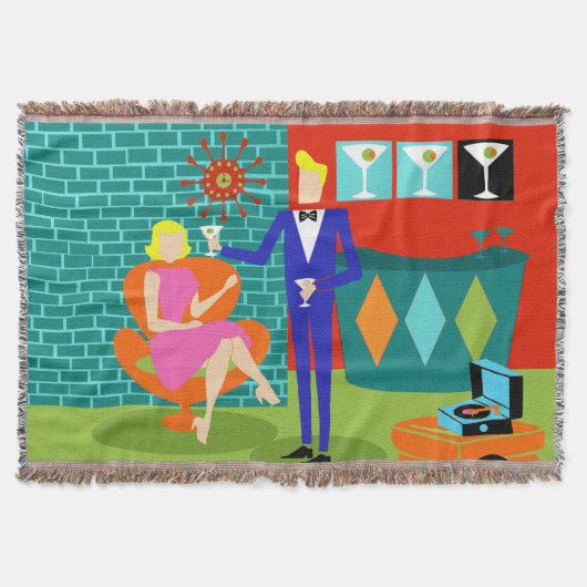 レトロのマルティーニのカップルのブランケット スローブランケット (正面)