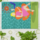 レトロのマルティーニのカップルの台所タオル キッチンタオル (折り畳み)