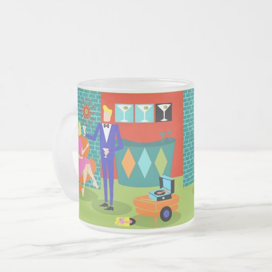 レトロのマルティーニのカップルの曇らされたガラスのマグ フロストグラスマグカップ (正面左)