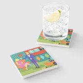 レトロのマルティーニのカップルの石のコースター ストーンコースター (横)