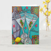 レトロのマルティーニの挨拶またはメッセージカード カード (黄色い花)