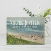 レトロのミシガン湖のビーチのパーティの招待状 招待状 (スタンド正面)