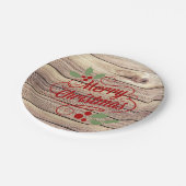 レトロのメリークリスマスのタイポグラフィの樺の木木 ペーパープレート (アングル)