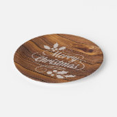 レトロのメリークリスマスのタイポグラフィの納屋木 ペーパープレート (アングル)