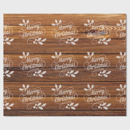 レトロのメリークリスマスのタイポグラフィの納屋木 ラッピングペーパー (フラット)