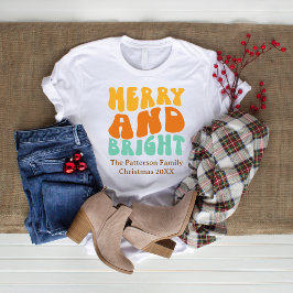 レトロのメリーGroovyとBright Womenのクリスマス Tシャツ