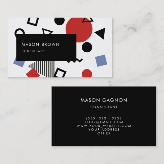 レトロのメンフィスのデザインパターン 名刺 (正面/裏面)