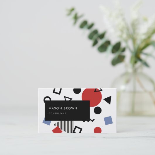 レトロのメンフィスのデザインパターン 名刺 (スタンド正面)