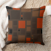 レトロのモザイクは|ブラウンのオレンジを平方します クッション (ブランケット)