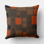 レトロのモザイクは|ブラウンのオレンジを平方します クッション (裏面)