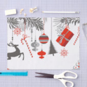 レトロのモダンで赤い及び灰色のクリスマスオーナメント 薄葉紙 (クラフト)