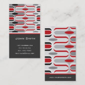 レトロのモダンなアールデコは赤い黒ファンキーなパターンジグザグに進みます 名刺 (正面/裏面)