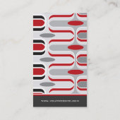 レトロのモダンなアールデコは赤い黒ファンキーなパターンジグザグに進みます 名刺 (裏面)