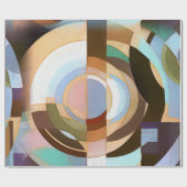 レトロのモダンなブラウンおよび青いGrapicの円パターン ラッピングペーパー (フラット)