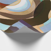 レトロのモダンなブラウンおよび青いGrapicの円パターン ラッピングペーパー (角)