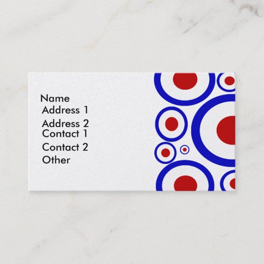 レトロのモダンな六十年代の円パターン 名刺 (正面)