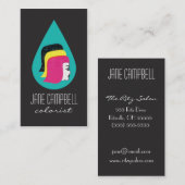 レトロのモダンな毛のカラーリストまたはスタイリストの名刺 名刺 (正面/裏面)