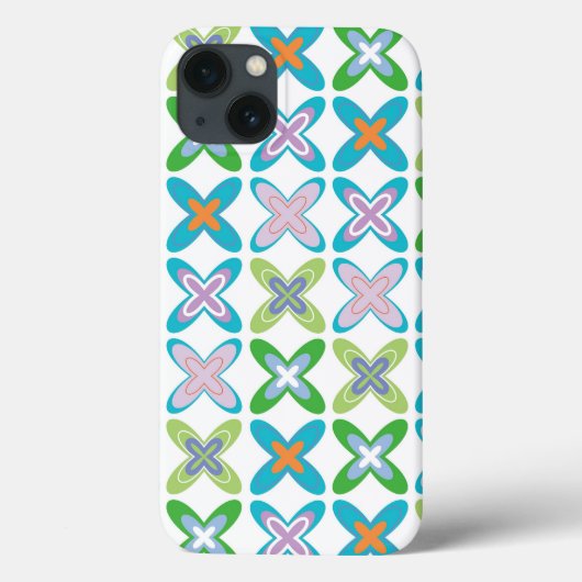 レトロのモダンな芸術ファンキーで青い十字パターン電話箱 Case-Mate iPhoneケース (裏面)