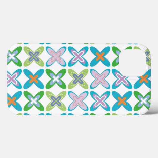 レトロのモダンな芸術ファンキーで青い十字パターン電話箱 Case-Mate iPhoneケース (裏面 (横))