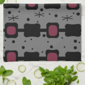 レトロのモダン中央段ボックスマルーン キッチンタオル (折り畳み)