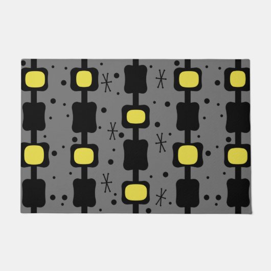 レトロのモダン中央段ボックス黄色 ドアマット (正面)