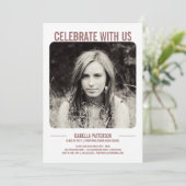 レトロのモダン卒業パーティーの写真|バラ 招待状 (スタンド正面)