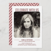 レトロのモダン卒業パーティーの写真|バラ 招待状 (正面/裏面)