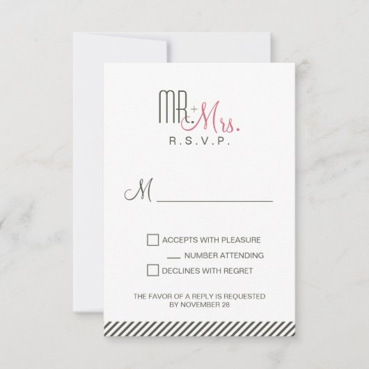 レトロのモダンRSVP 出欠カード (正面)