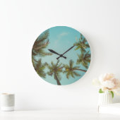 レトロのヤシの木：空の宇宙 ラージ壁時計 (ホーム)