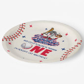 レトロのルーキーオブザイヤー野球1歳の誕生日 ペーパープレート (アングル)