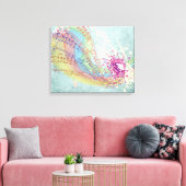 レトロのレインボーと音楽のノートが美しいテクスチャ キャンバスプリント (インサイチュ (リビング))