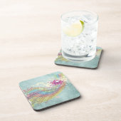 レトロのレインボーと音楽のノートが美しいテクスチャ コースター (右側)