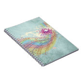 レトロのレインボーと音楽のノートが美しいテクスチャ ノートブック (右側)