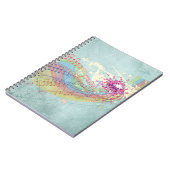 レトロのレインボーと音楽のノートが美しいテクスチャ ノートブック (左側)