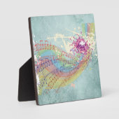 レトロのレインボーと音楽のノートが美しいテクスチャ フォトプラーク (正面)