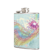 レトロのレインボーと音楽のノートが美しいテクスチャ フラスク (左)