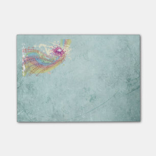 レトロのレインボーと音楽のノートが美しいテクスチャ ポストイット