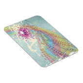 レトロのレインボーと音楽のノートが美しいテクスチャ マグネット (右側)